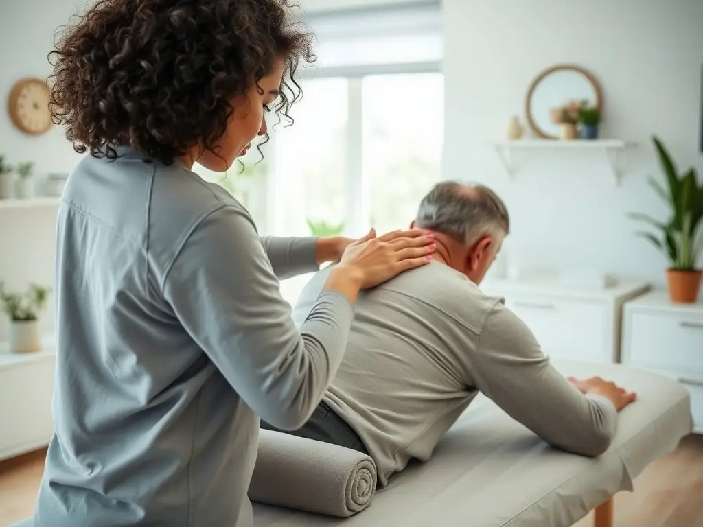 A therapist performing soft tissue therapy on a patient.